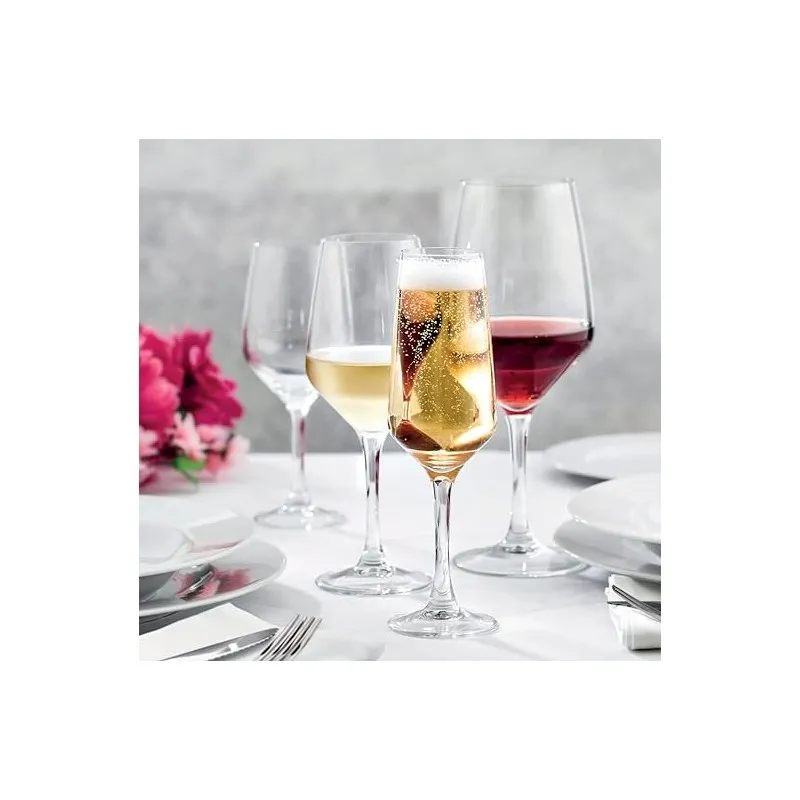 6 VERRES A PIED PLATINE 25CL