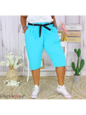 Bermuda MIDI été stretch turquoise