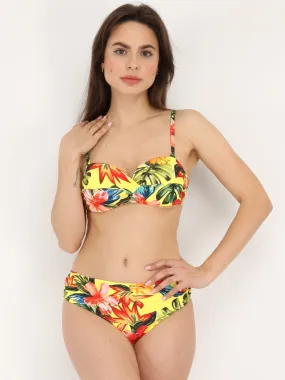Bikini à imprimé tropical- Jaune