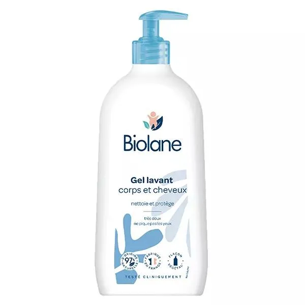Biolane - Gel Corps & Cheveux - Peaux Sensibles - Cheveux Fins - Bébé - 350ml
