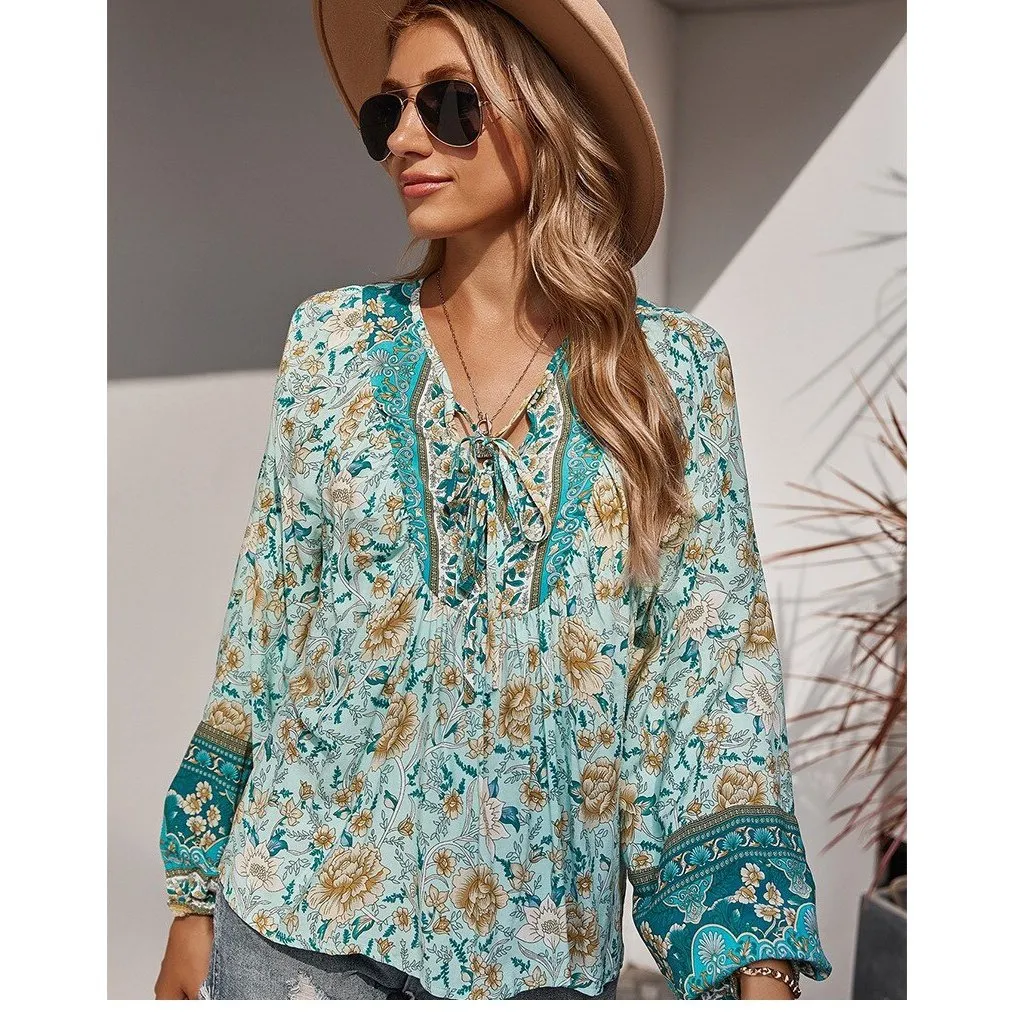 Blouse Bleue Bohème