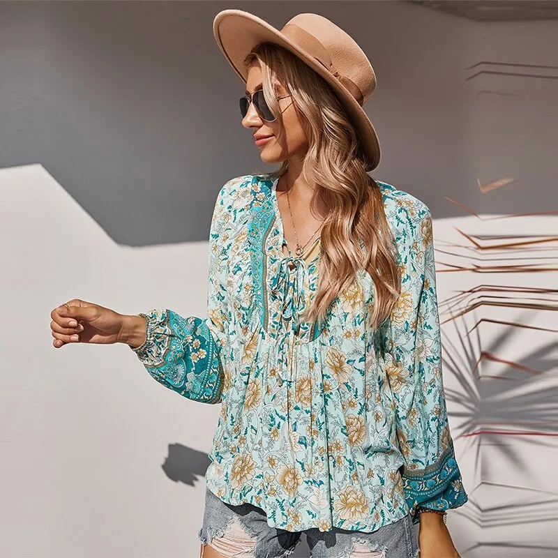 Blouse Bleue Bohème