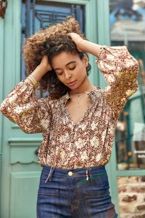 Blouse imprimé beige - Benny