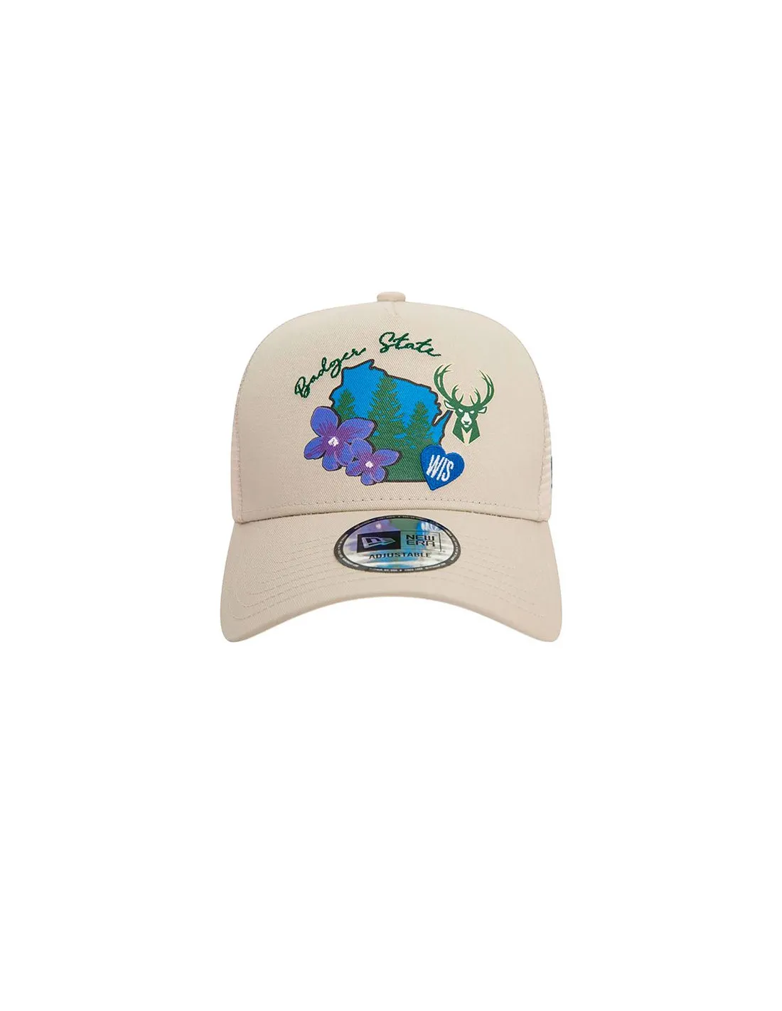 Casquette New Era Milwaukee Bucks NBA Team Logo A-Frame Trucker Brown Homme