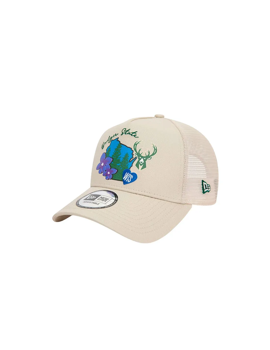 Casquette New Era Milwaukee Bucks NBA Team Logo A-Frame Trucker Brown Homme