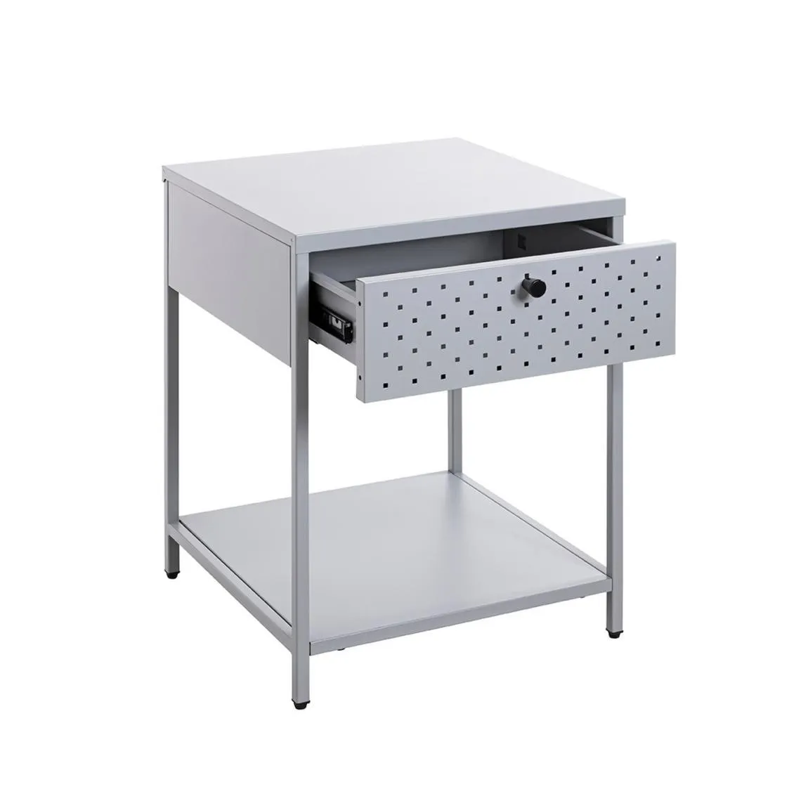 Console 1 tiroir et 1 etagère en métal gris | 3 Suisses