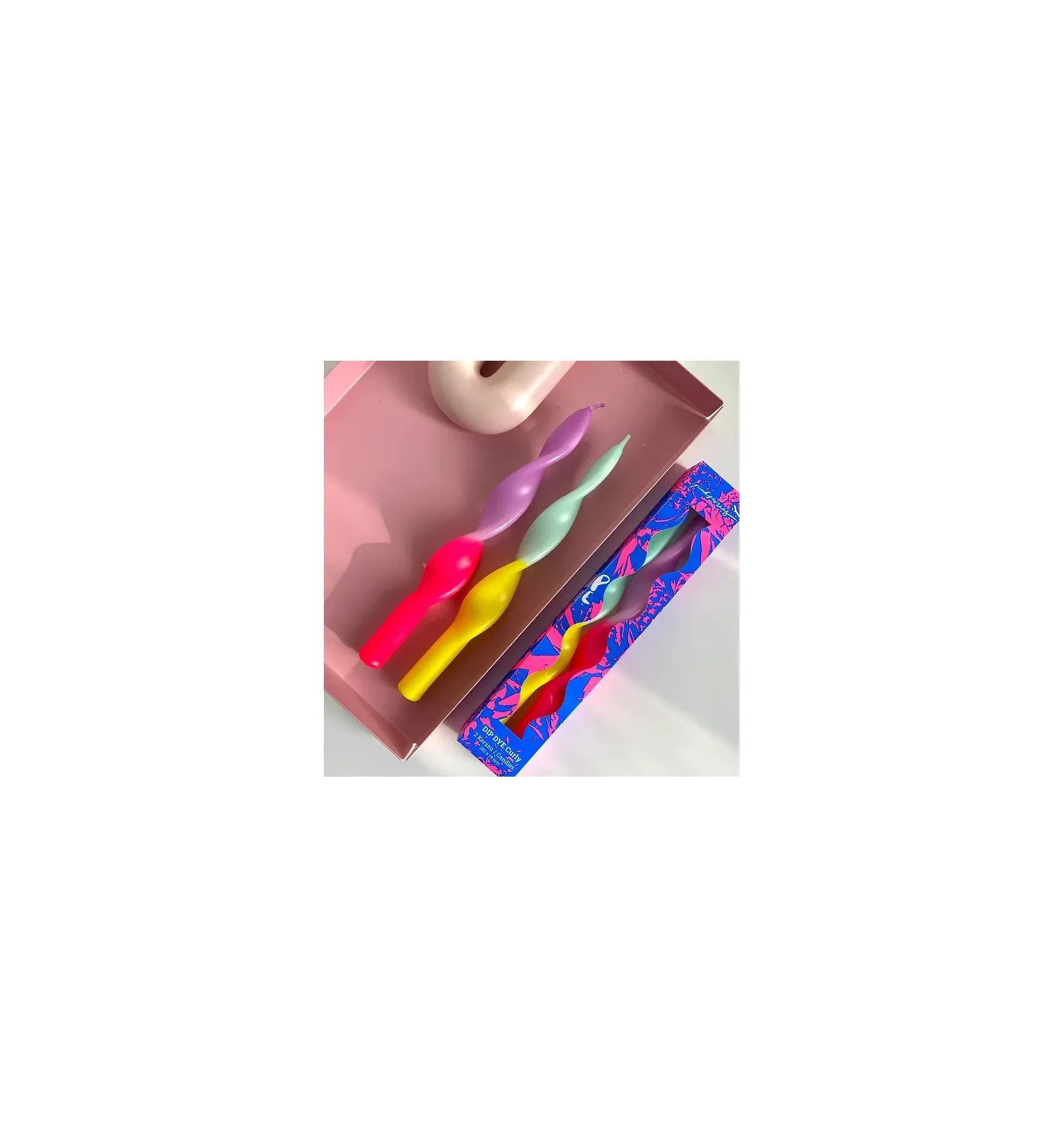 Duo de bougies torsadées-Bleu - Pink stories
