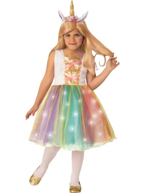 Déguisement de licorne fille avec robe lumineuse du 3 au 10 ans