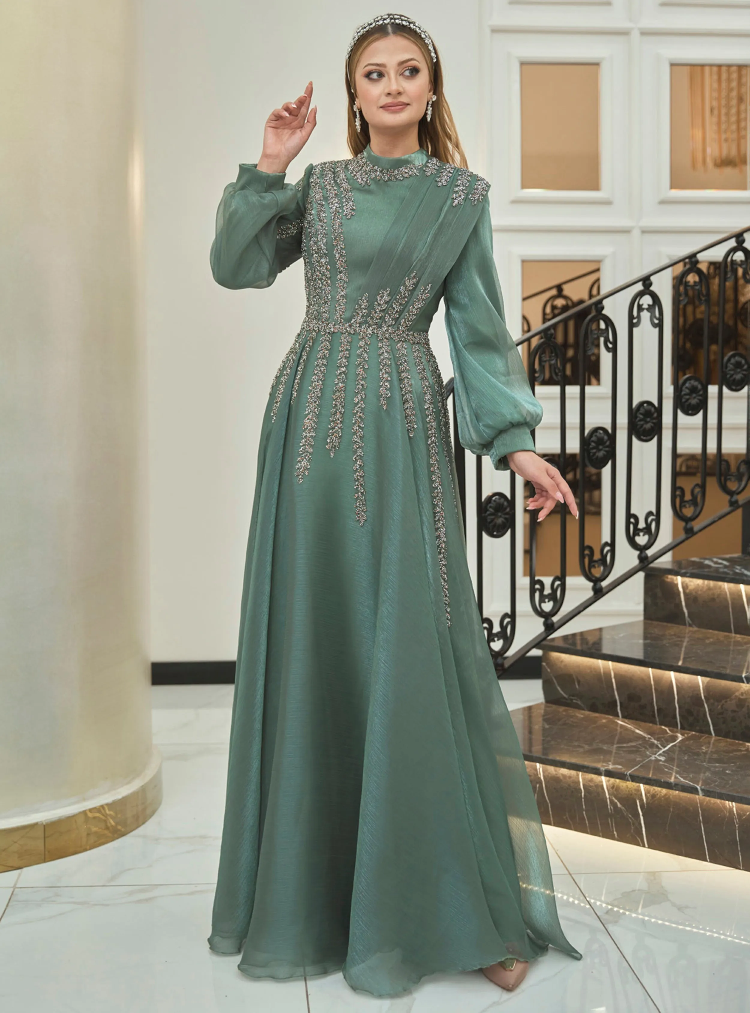 - Fully Lined - Crew neck - Modest Evening Dress