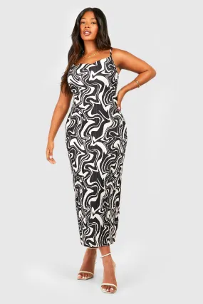 Grande taille - Robe longue plissée à imprimé abstrait
