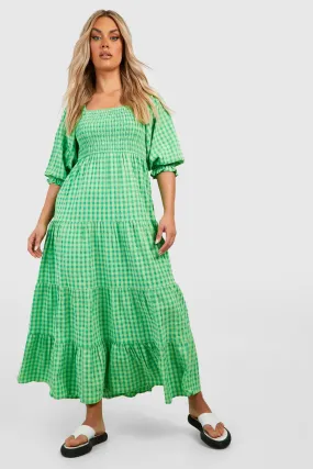 Grande taille - Robe mi-longue à imprimé vichy