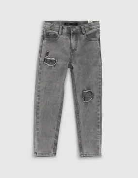Jean straight white grey usures Bandana garçon 