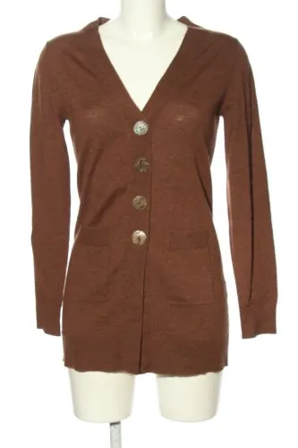Maliparmi Veste en tricot brun moucheté style décontracté