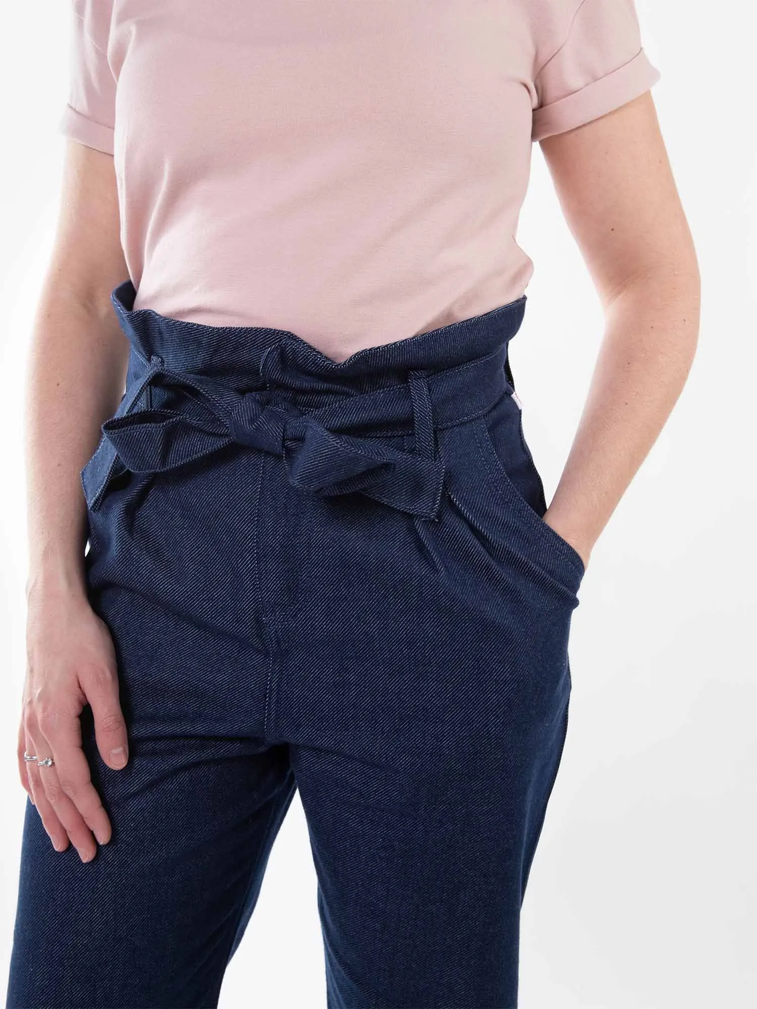 PANTALON NOUE CAROTTE 209H  coton bio uni bleu | 1083