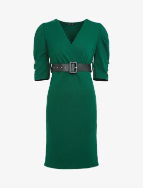 Robe à taille empire ceinturée - vert bouteille