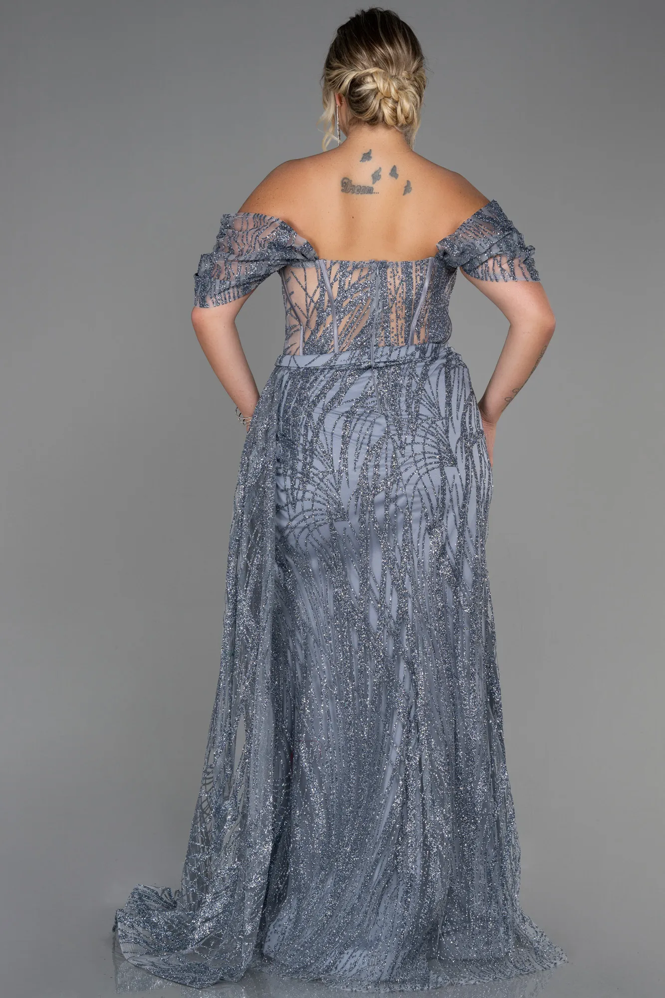 Robe De Soirée Grande Taille Longue Bleu Marine ABU3097