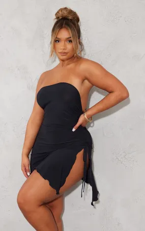 Shape Robe bustier très moulante noire à côtés froncés et ourlet volanté