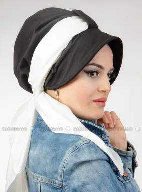 White - Black - Plain - Instant Scarf